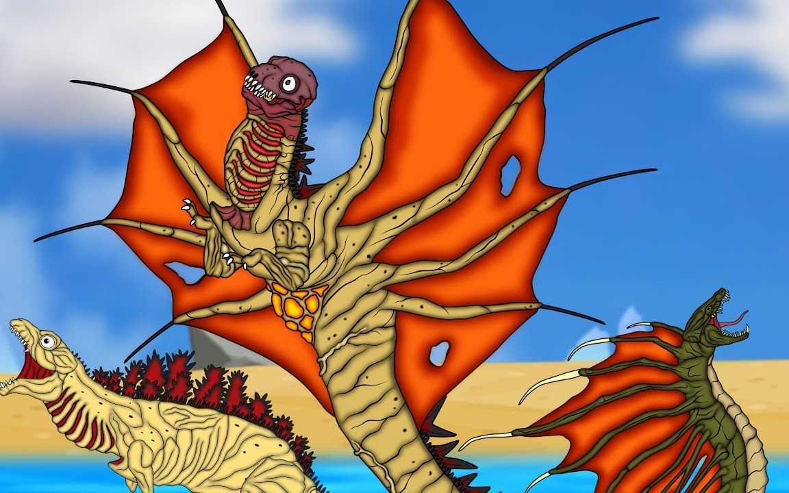 新酱与鸣蛇融合为新的怪兽,哥斯拉艰难将其击沉在海底