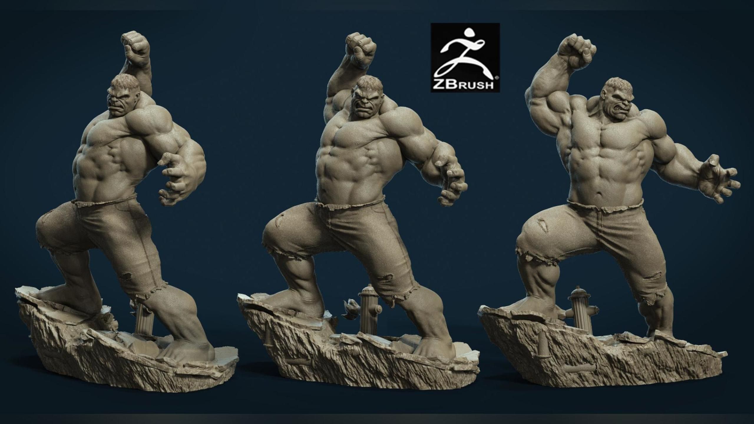 【zbrush建模】绿巨人次世代角色模型制作,肌肉线条雕刻全流程讲解!