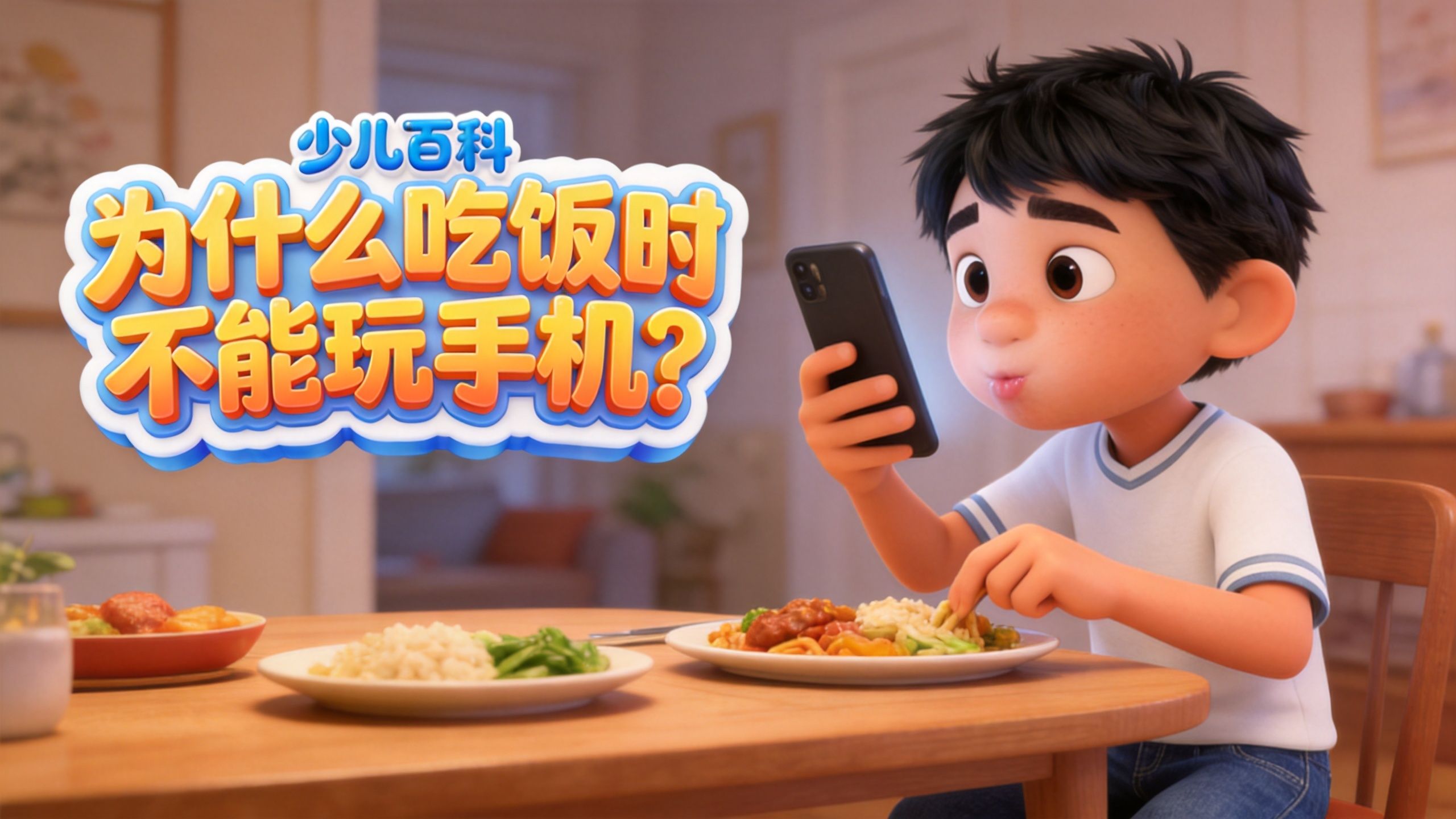 少儿百科《为什么吃饭时不能玩手机？》