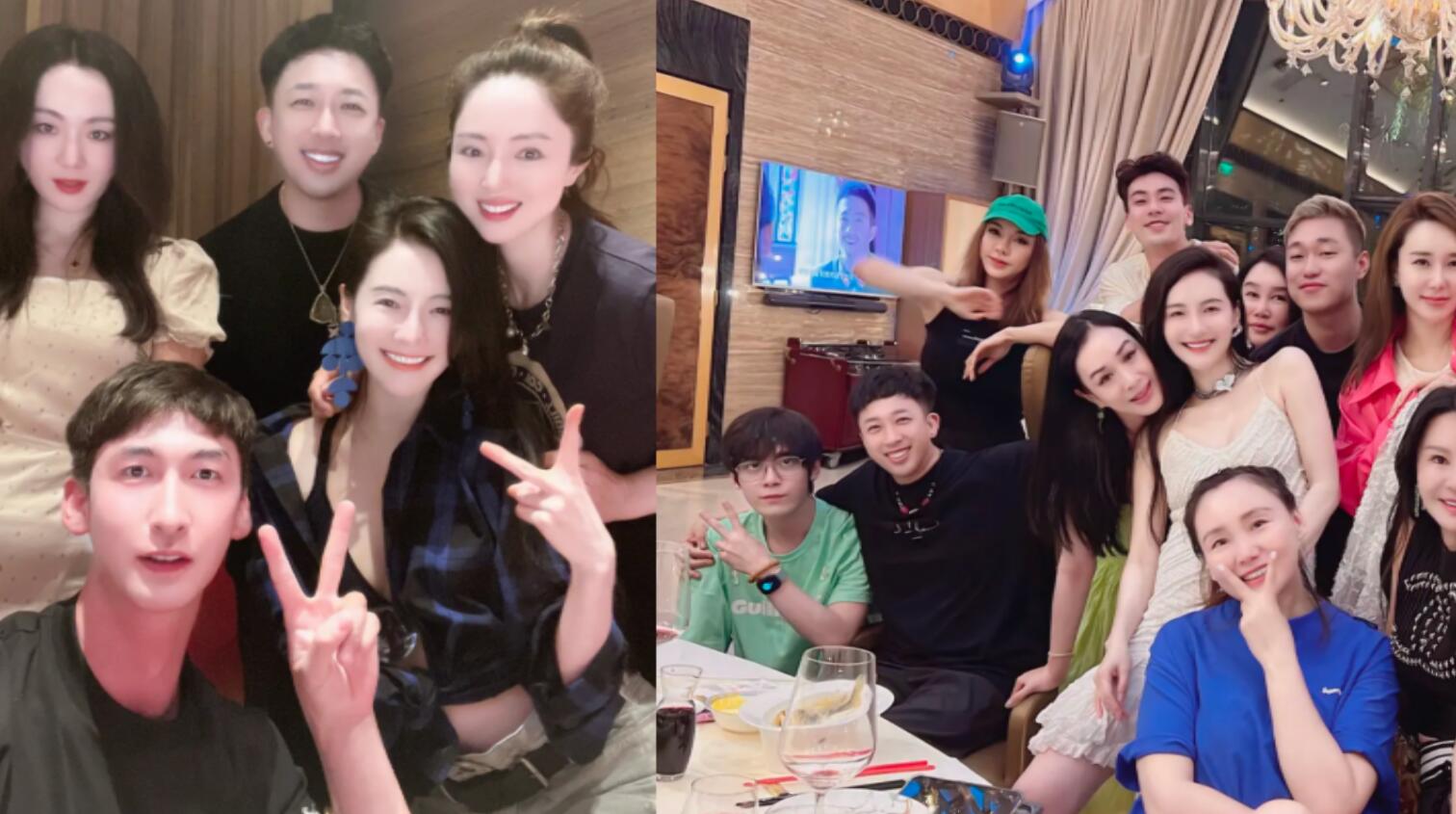 于正与众明星聚会钟丽缇杜淳夫妇在场美颜开太大全都变锥子脸