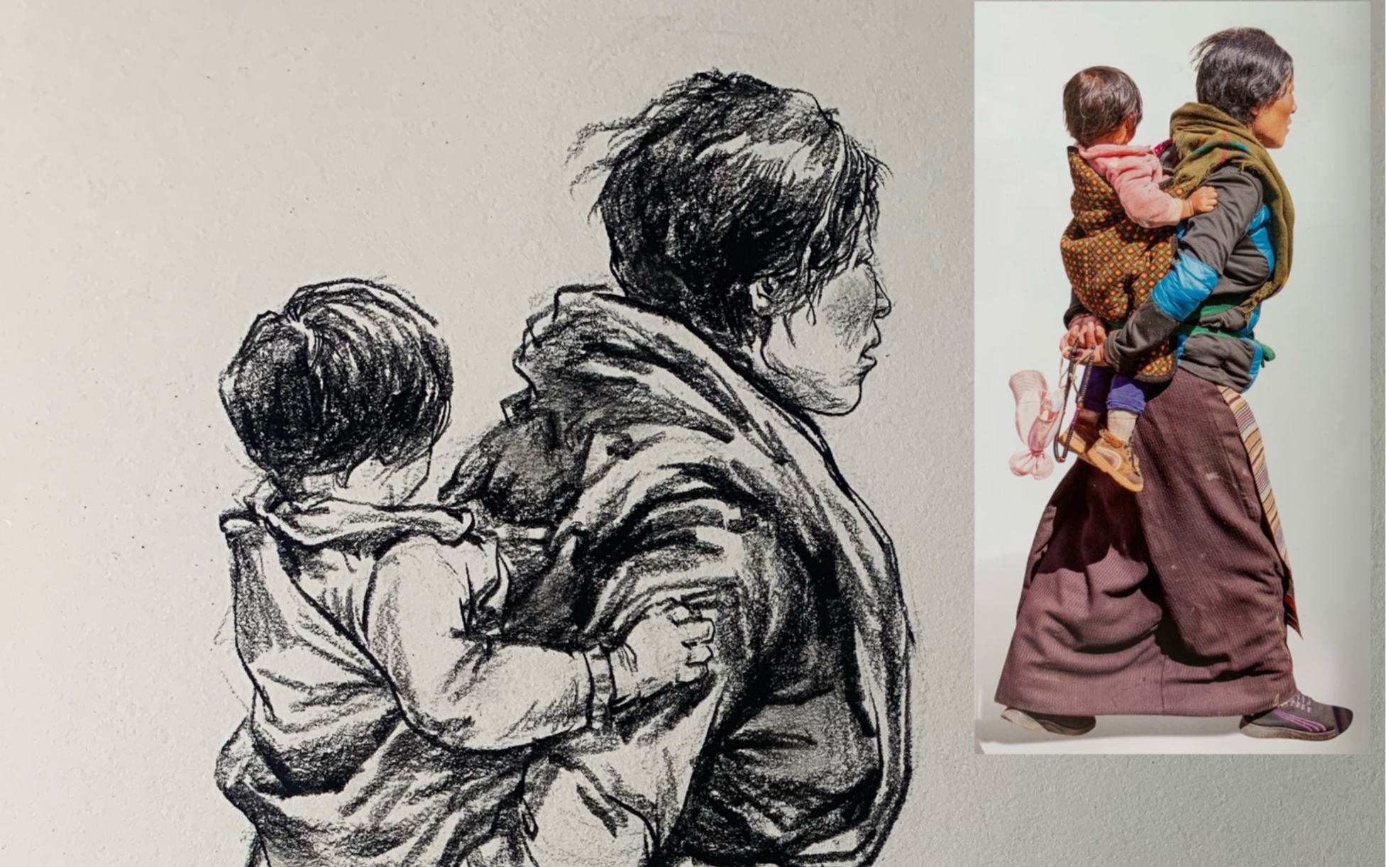 干货-速写背小孩的藏民妈妈(上)