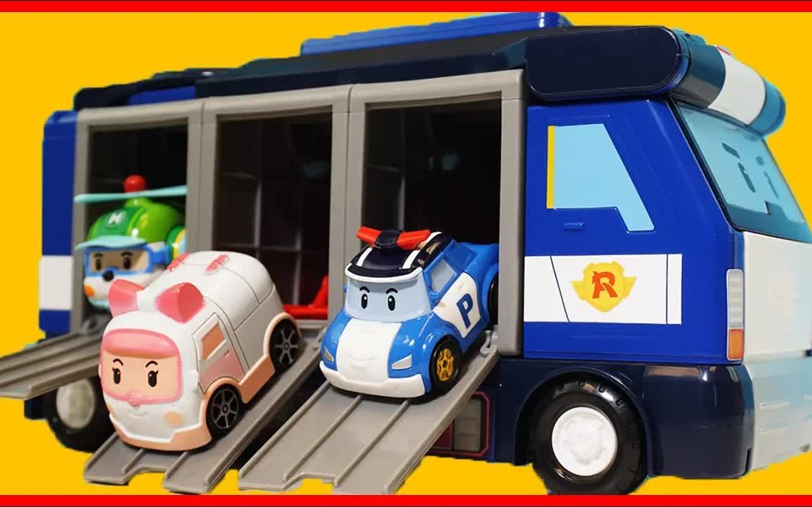 「玩具故事汇」波力变形警车 珀利poli玩具卡车车库和汽车跑道 煮饭扮