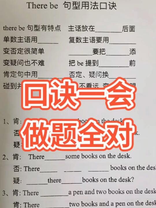 [图]小学英语✨口诀+例题✅There be句型的用法