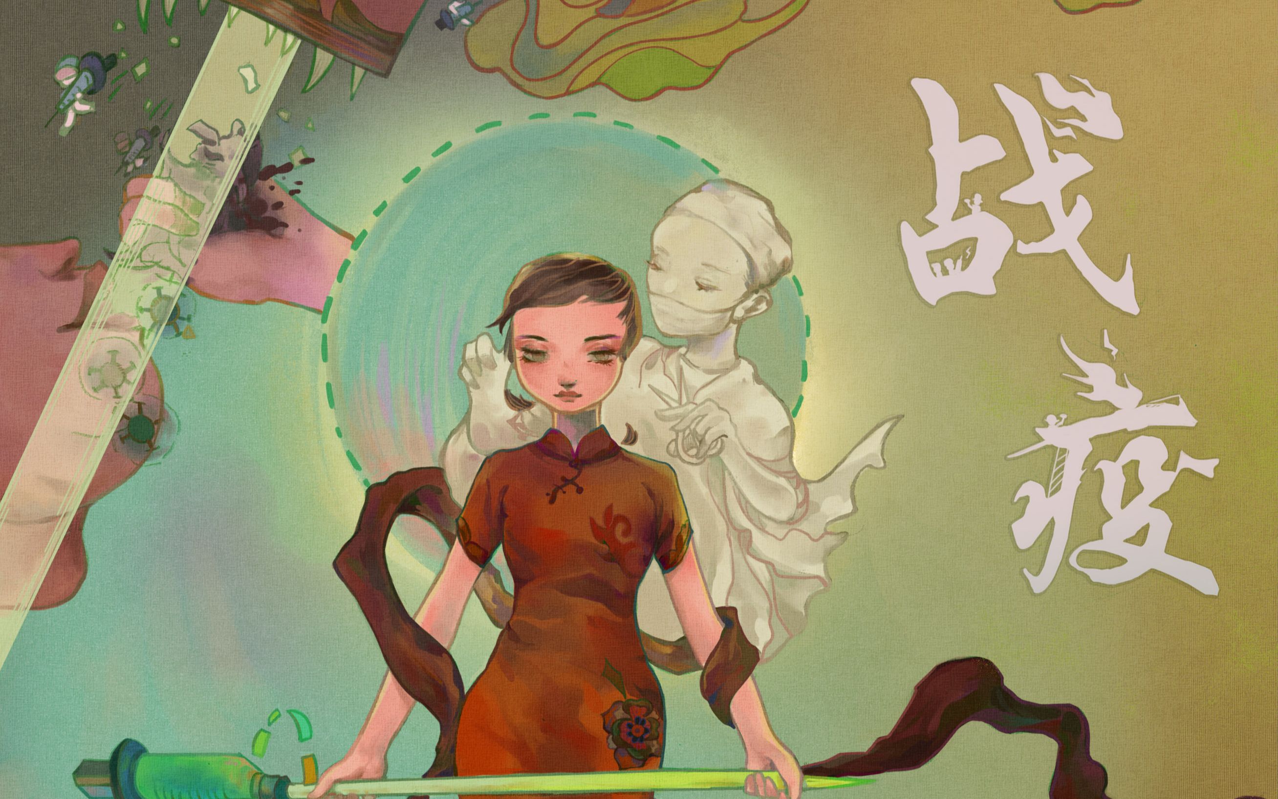 【绘画过程】原创作品《战疫》绘画视频分享/中国加油哔哩哔哩bilibili