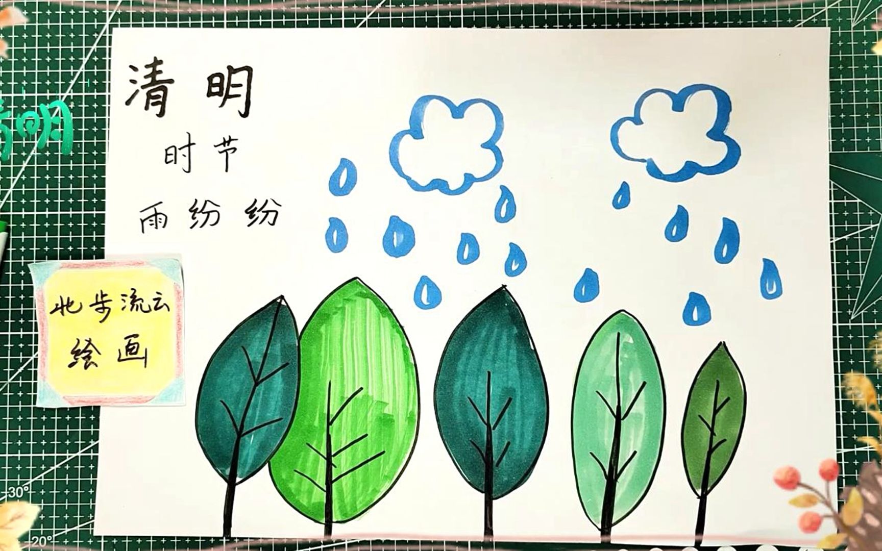 [图]清明主题简笔画，清明时节雨纷纷，适合孩子画的儿童画