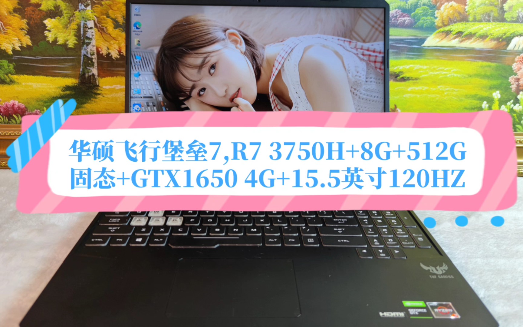 华硕飞行堡垒7,R7 3750H+8G+512G固态+GTX1650 4G+15.5英寸120HZ哔哩哔哩bilibili