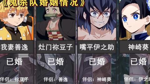 鬼灭之刃 鬼杀小队和九柱的婚姻情况 哔哩哔哩 鬼灭之刃 鬼杀小队和九柱的婚姻情况 哔哩哔哩