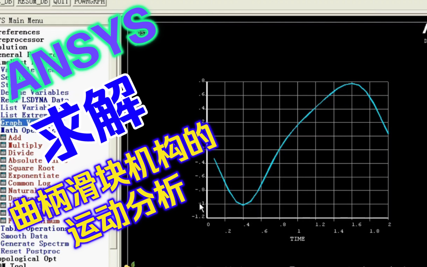 ANSYS简单实例之曲柄滑块机构的运动分析哔哩哔哩bilibili