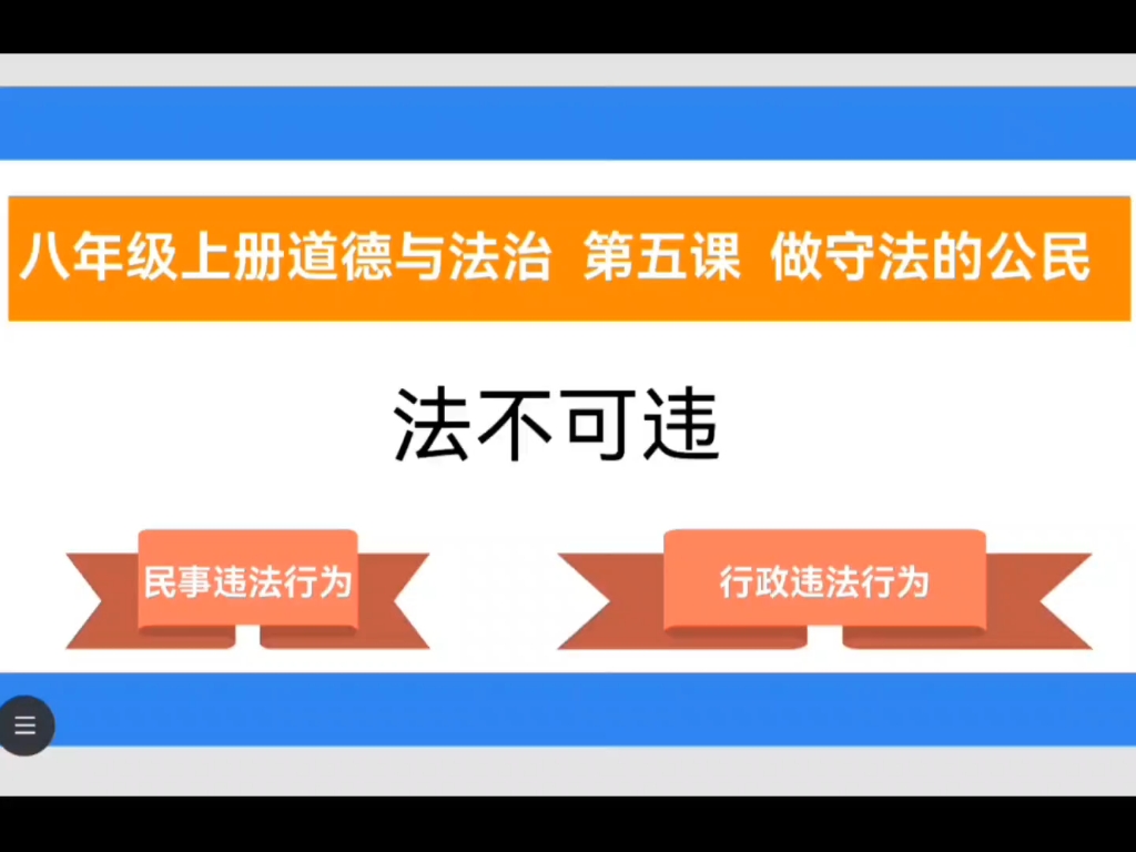 [图]八上道法5.1法不可违！难点来啦！挑战认真听完本节课吧