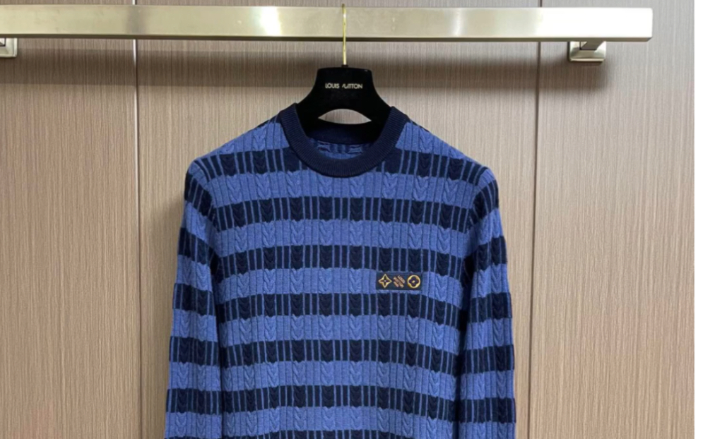 lv路易威登高仿2023ss 撞色条纹logo字母针织毛衣