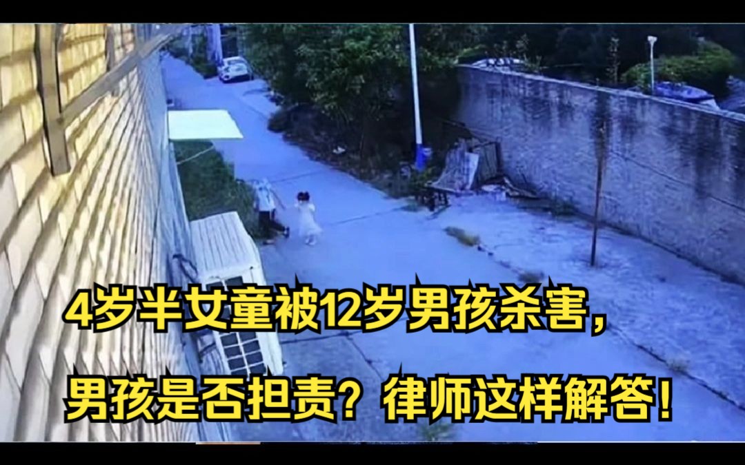 4岁半女童被12岁男孩杀害,男孩是否担责?律师这样解答!