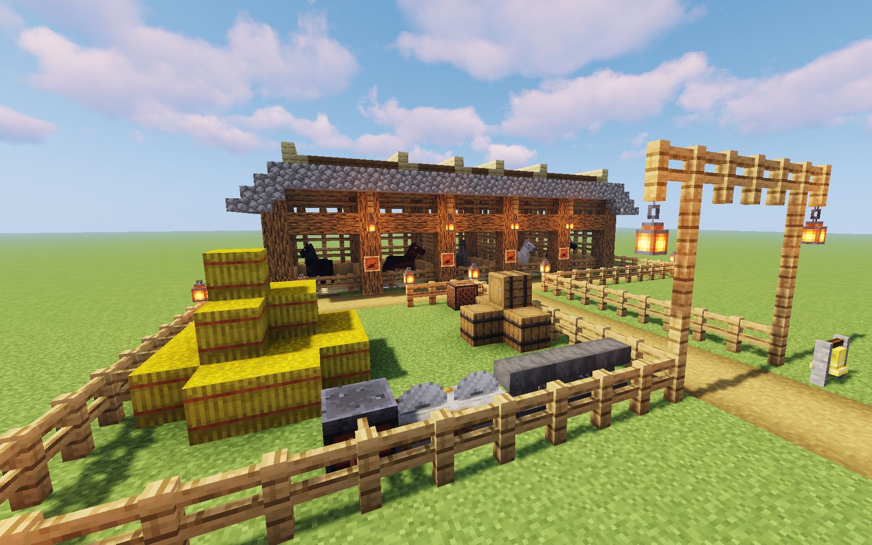 我的世界建筑教学minecraft建筑马厩装饰性建筑