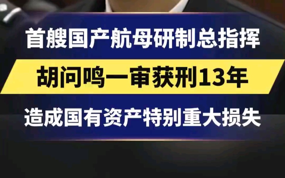 首艘国产航母研制总指挥 胡问鸣一审获刑13年 2023年12月26日哔哩哔哩bilibili