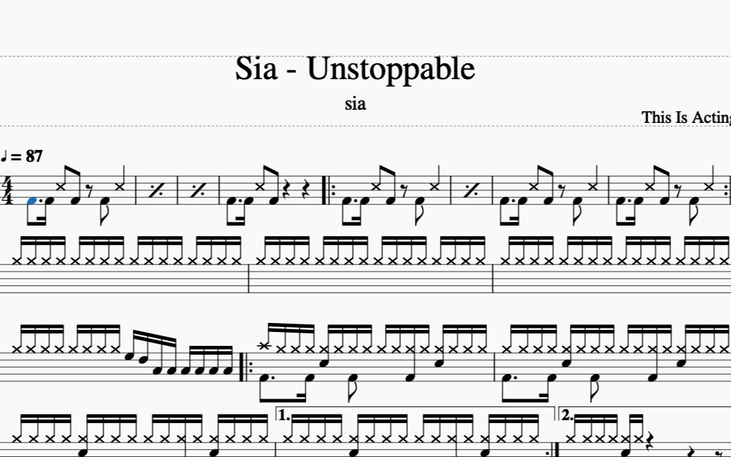 sia - unstoppable 动态鼓谱