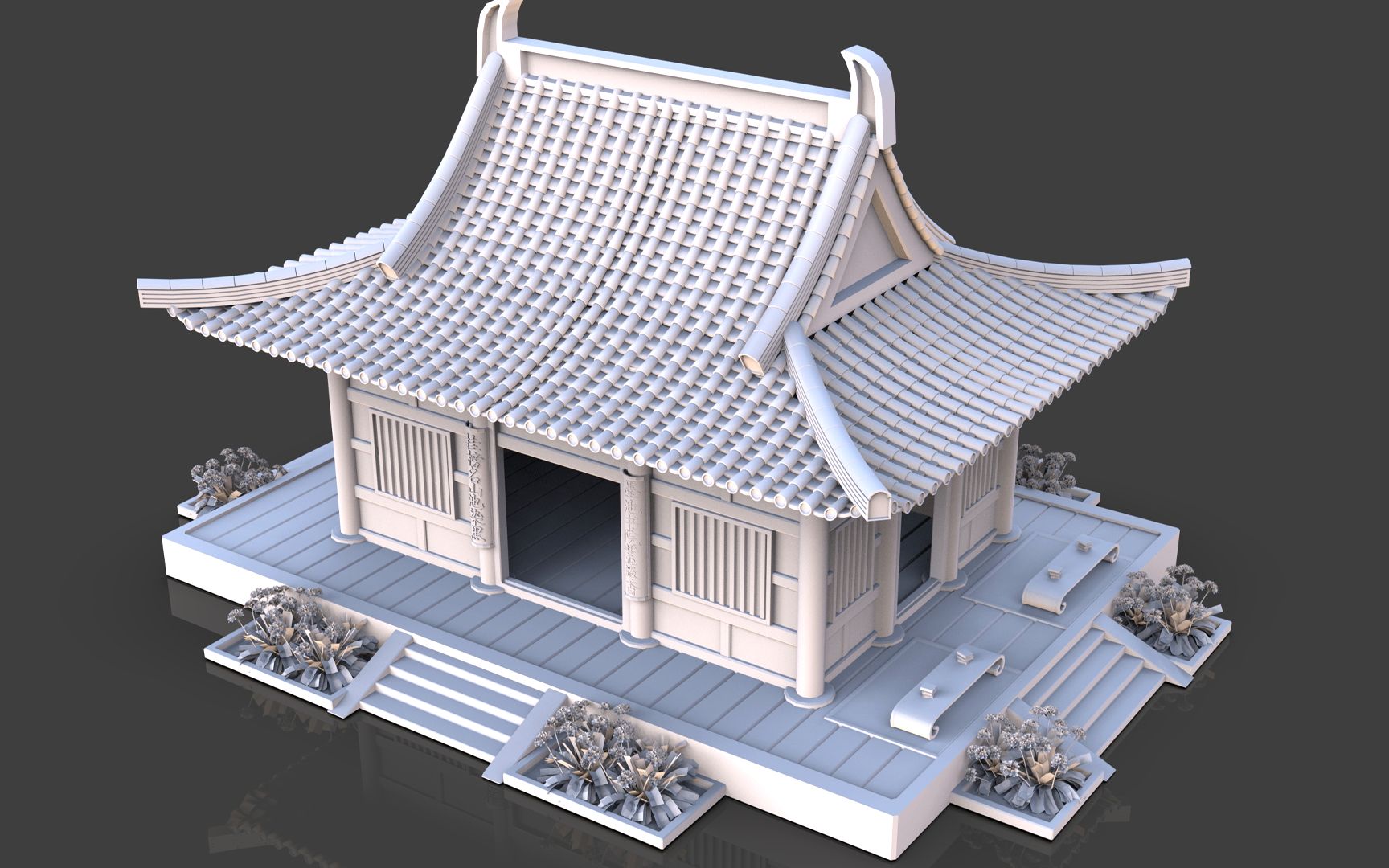 【3d场景建模】传统建筑3d模型制作教学 这种屋顶你会做吗?