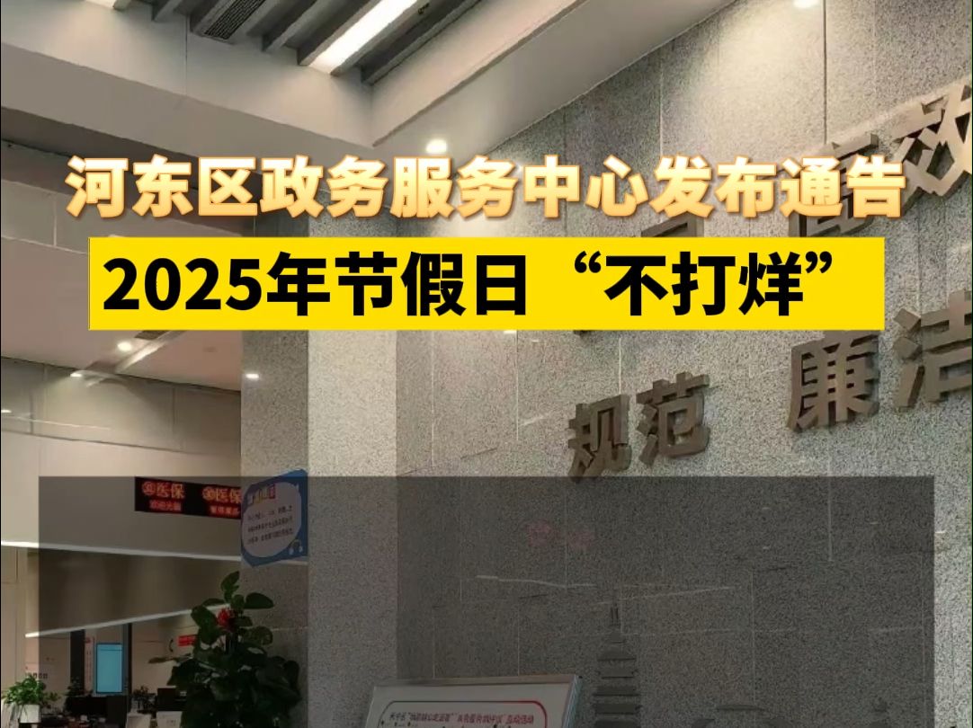 河东区政务服务中心发布通告:2025年节假日“不打烊”!哔哩哔哩bilibili