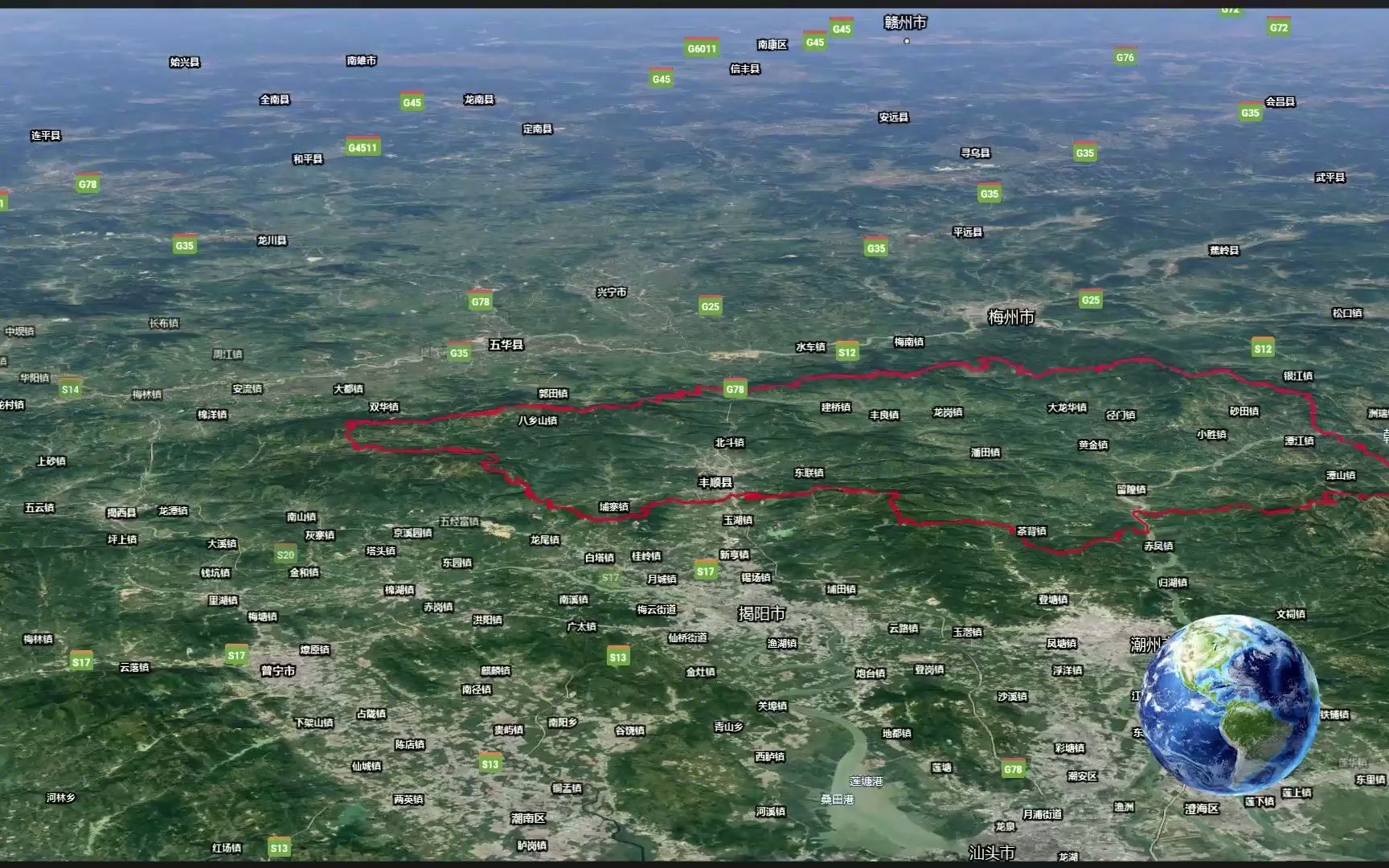 三维实景地图看梅州市丰顺县,这样的丰顺你见过吗?太震撼了!哔哩哔哩bilibili