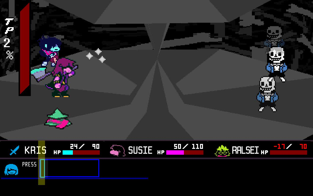 deltarunesans来到三角符文并且用出了一辈子的体力