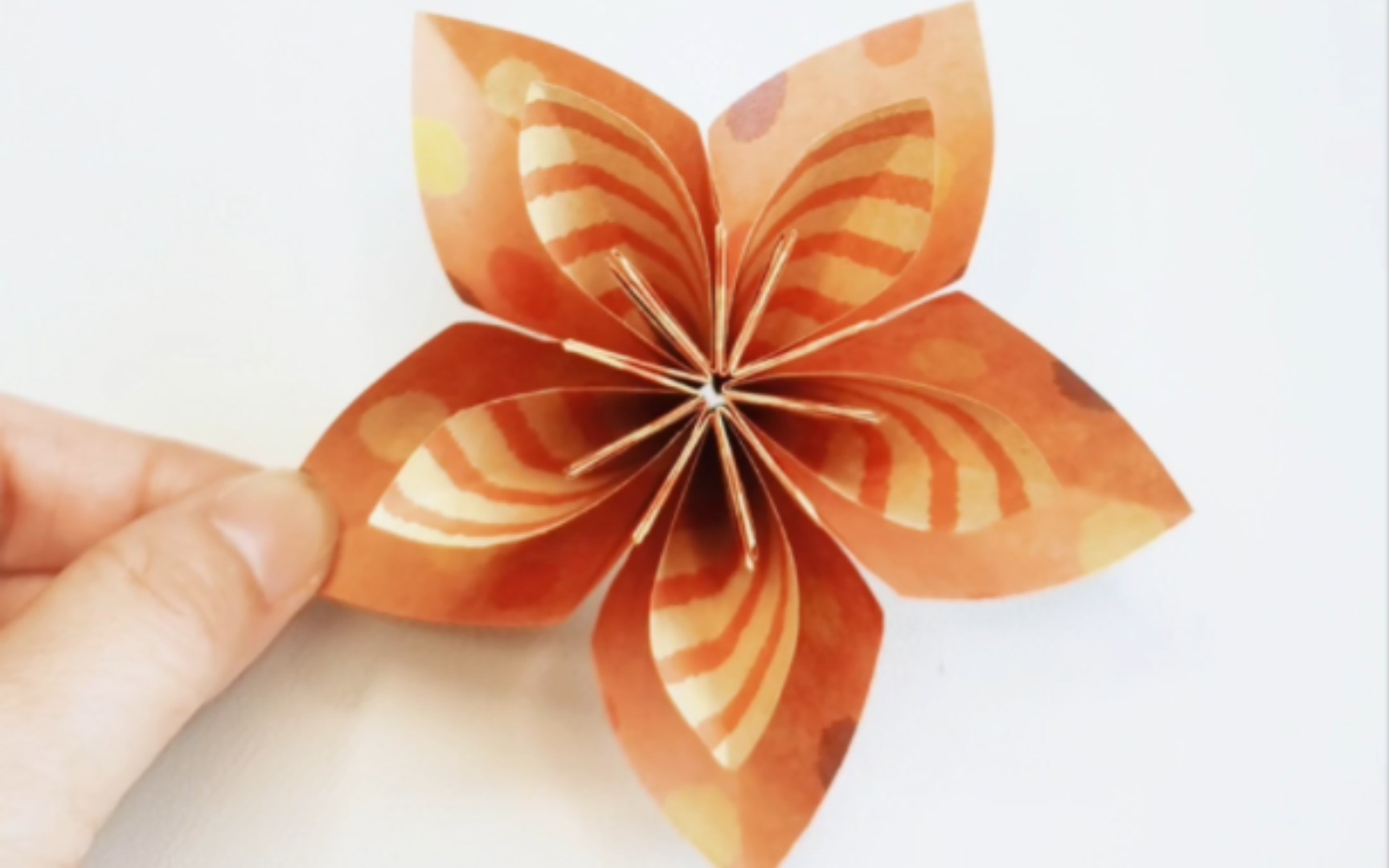 双层点点桃花手工折纸教程,很详细喔