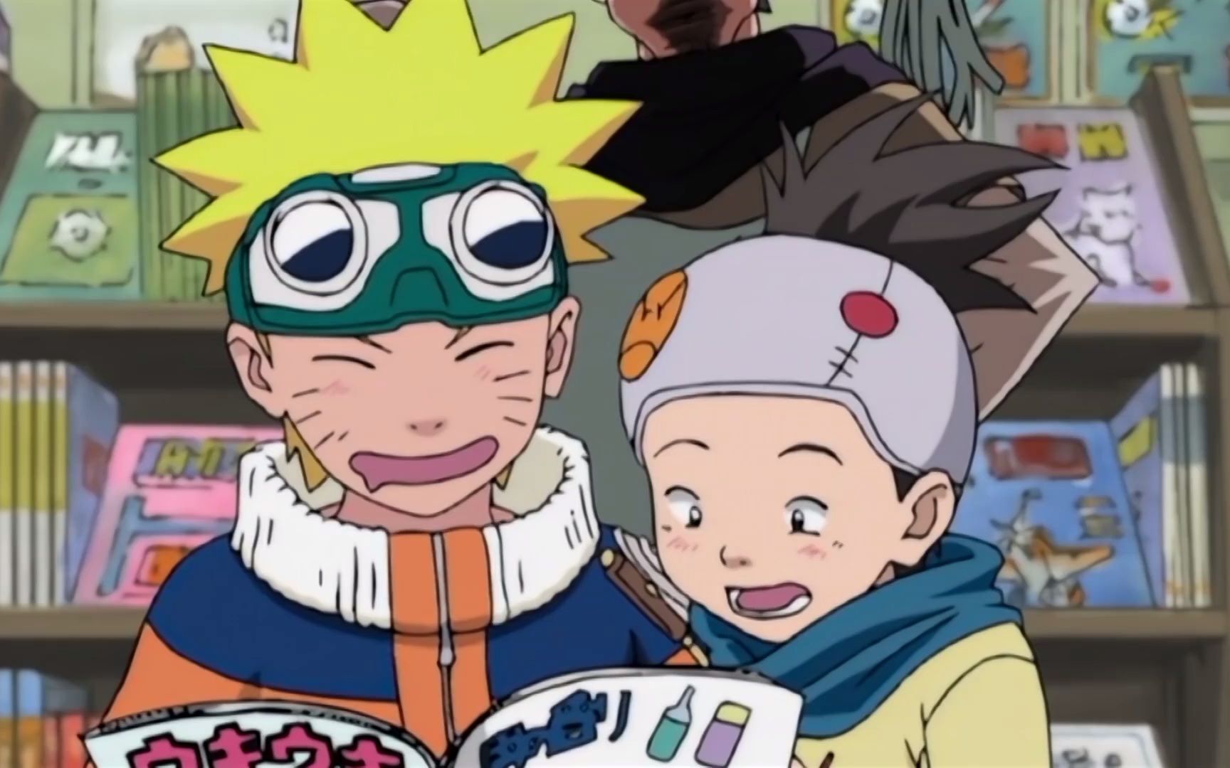 鸣人带木叶丸去看小黄书,小时候的动画片真好看,火影忍者童年回忆杀