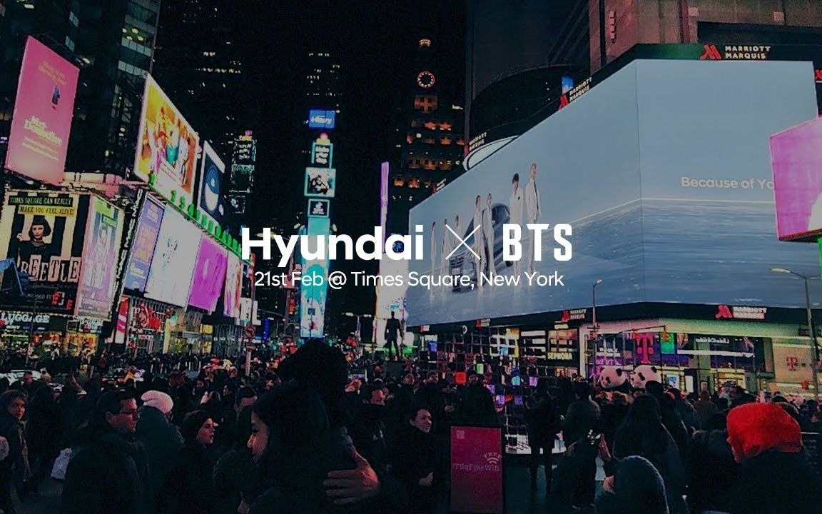 【BTS】只是一则广告在时代广场初投放,就能让阿米聚集尖叫,Hyundai x BTS哔哩哔哩bilibili