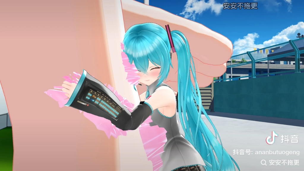 初音未来被粘住了