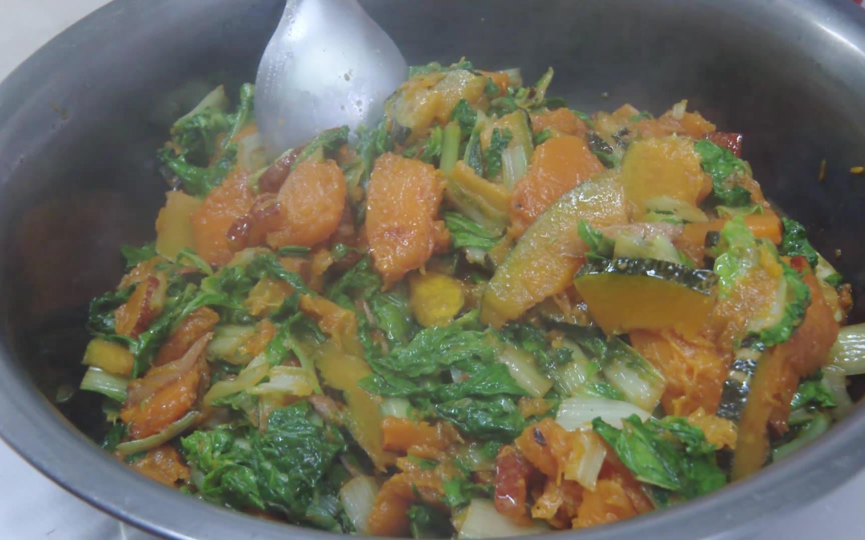 「佛母寺素食」小白菜爆炒南瓜