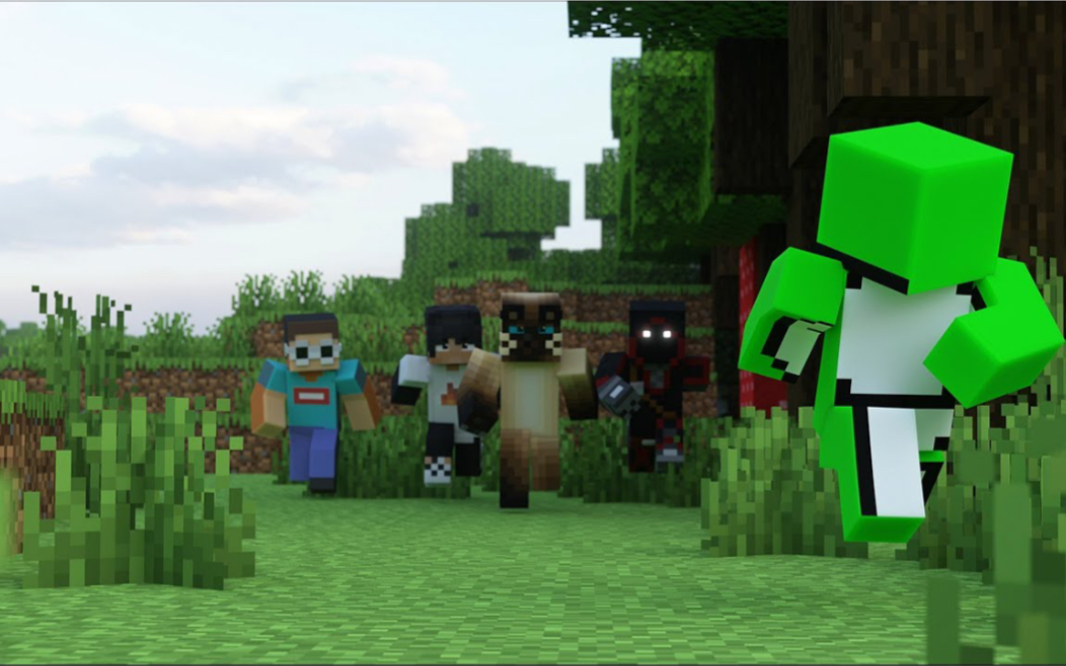 极限逃杀1v4!从起点开始dream帅气操作的场面【minecraft小动画】