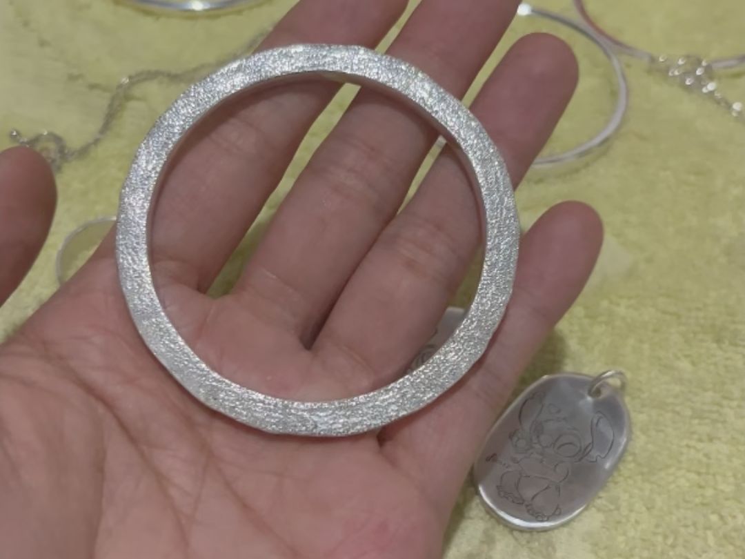 曹师傅999足银手镯满天星吉言闭口方形纯银饰品