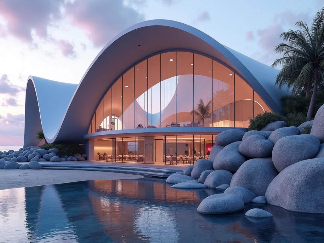 如影随形:建筑犹如妙龄少女矗立在海边