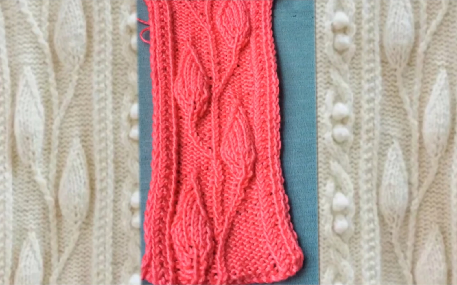 棒针花样分享:藤蔓叶子花样