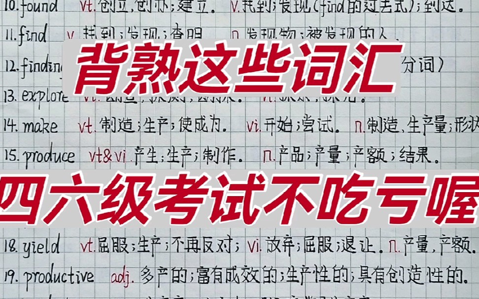 大学英语四六级必背200个词汇,背熟四六级考试用得到喔,别再蹉跎大学的时光啦,每天努力一点点进步一点点哔哩哔哩bilibili