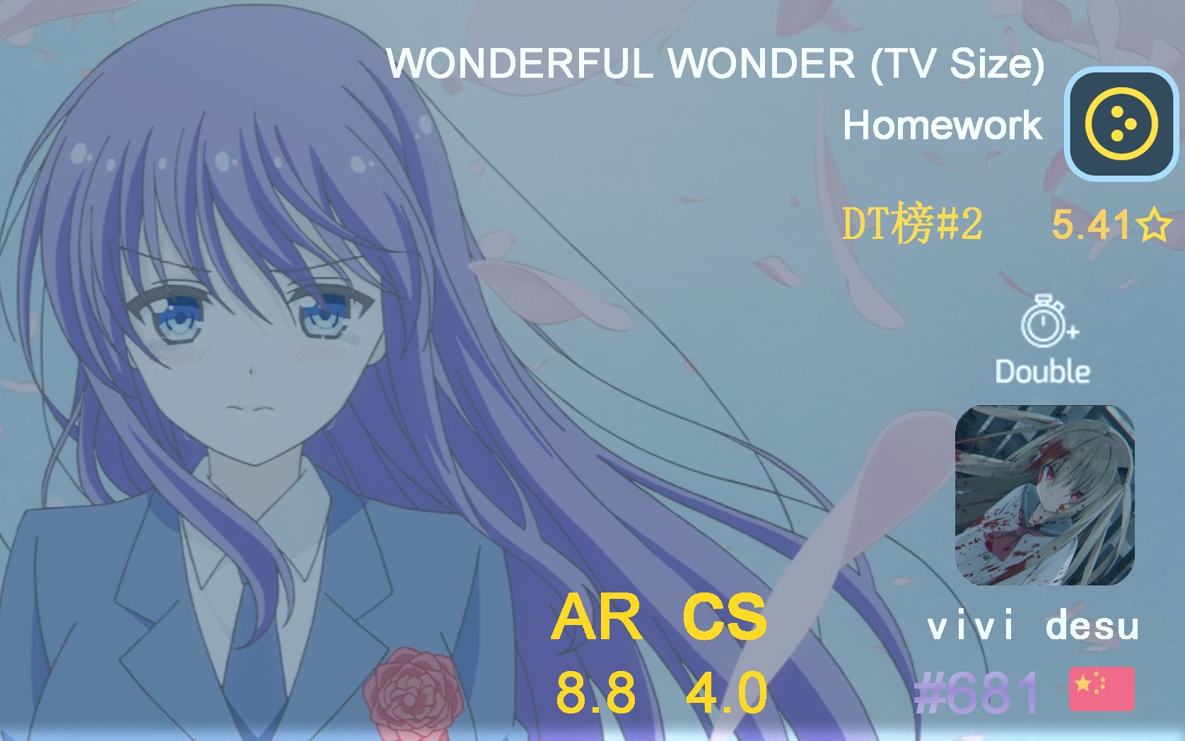 [vivi | osu!ctb] wonderful wonder (tv size) (homework) ar8.