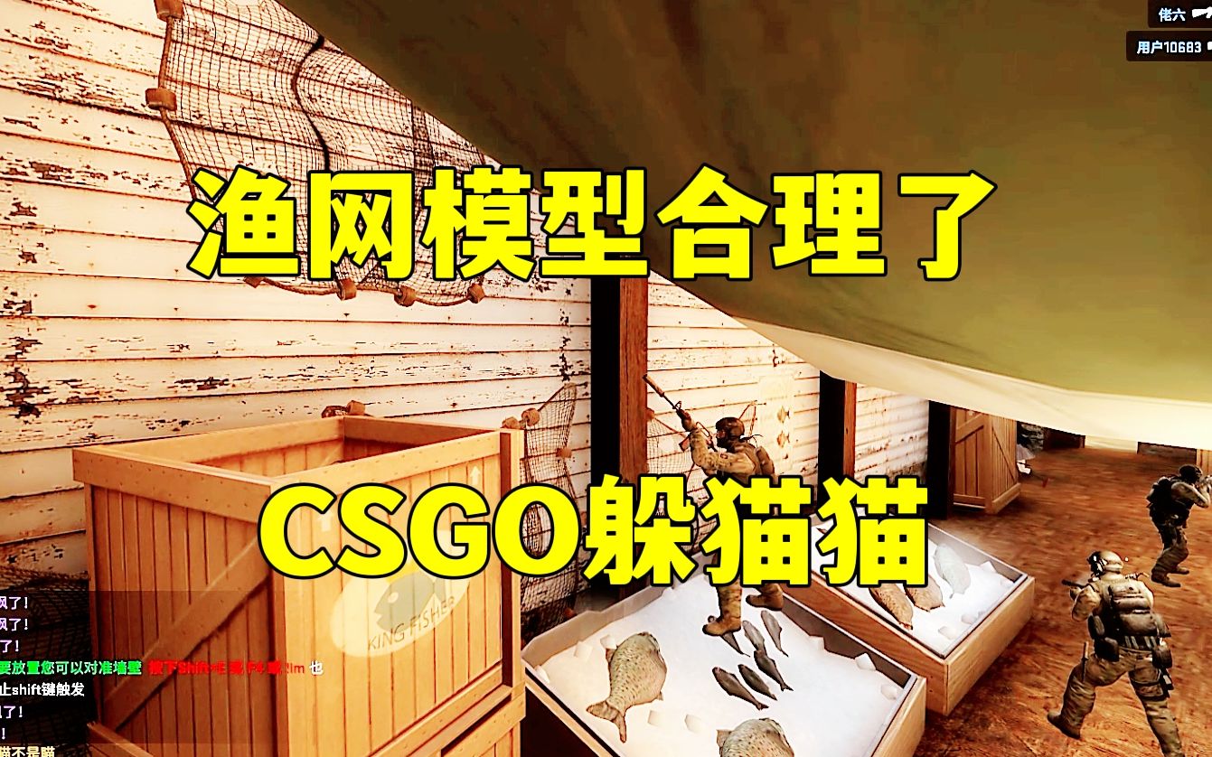 CSGO躲猫猫,渔网模型,放到海鲜市场很合理吧,这么多CT也没发现我哔哩哔哩bilibili