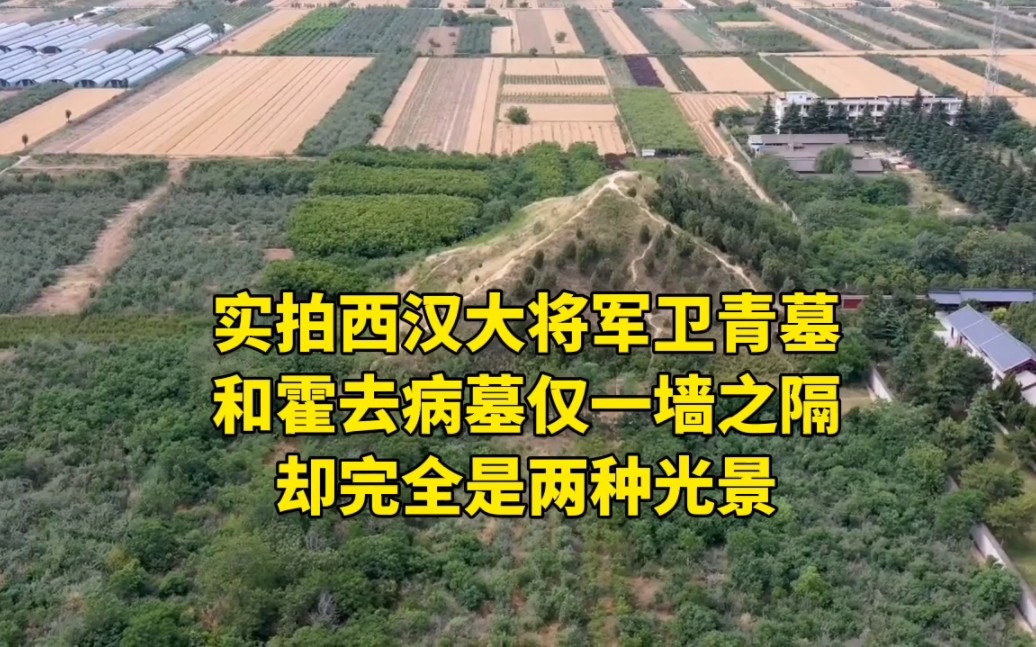 实拍西汉大将军卫青墓,和霍去病墓仅一墙之隔,却完全是两种光景哔哩哔哩bilibili