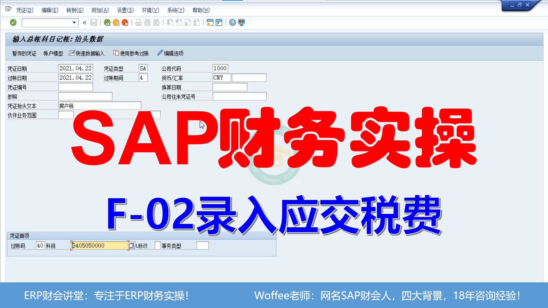 SAP财务实操《F02录入应交税费》@SAP快速入门哔哩哔哩bilibili
