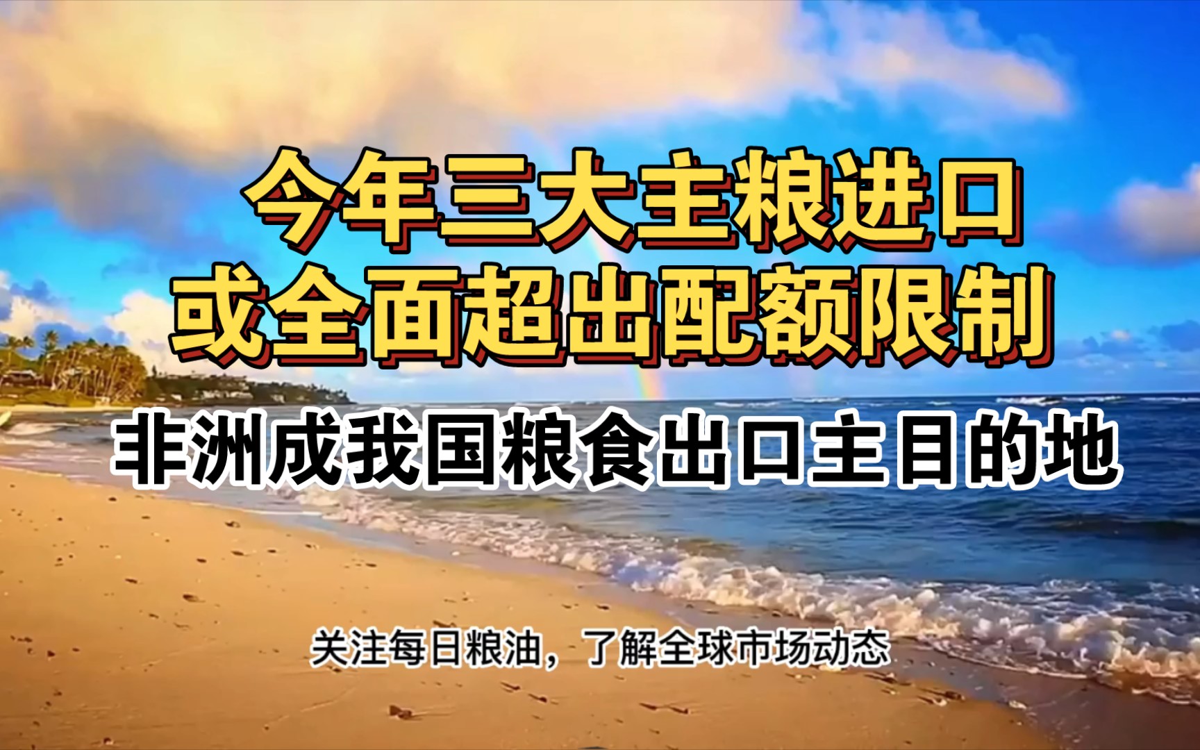 今年三大主粮进口或超配额限制 非洲成我国粮食出口主目的地;保障供应肯尼亚放开转基因粮食进口市场,我国进口大豆到港量增加哔哩哔哩bilibili