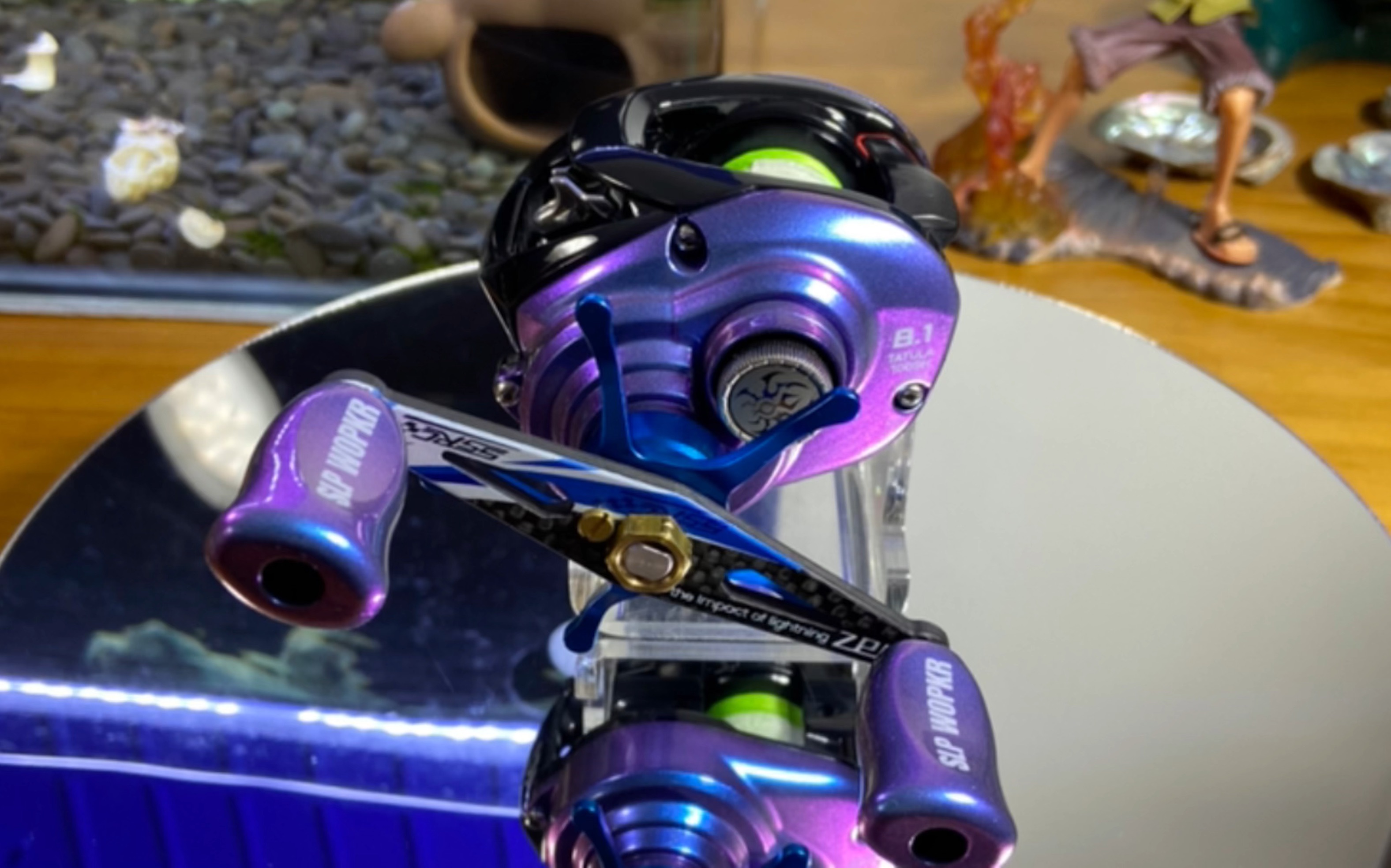 路亚水滴轮保养改色,黑蜘蛛-亮黑加变色龙