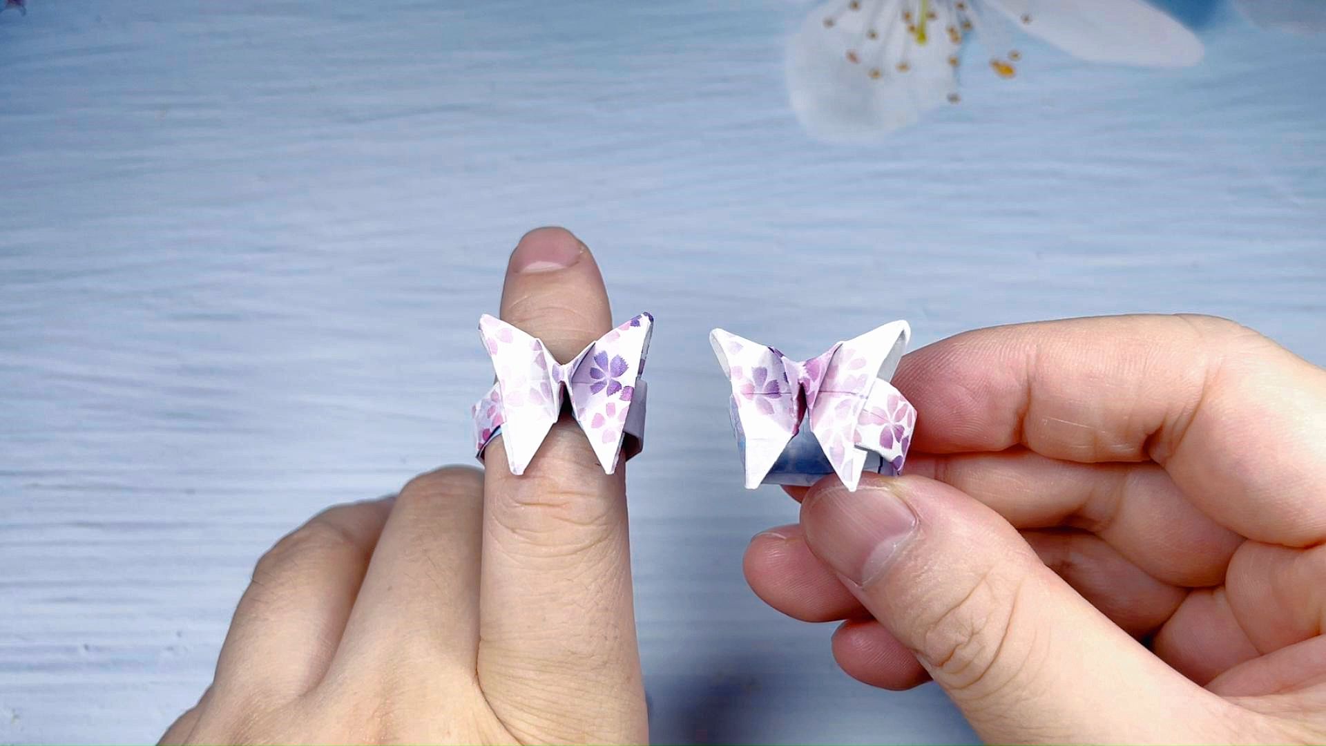 折纸蝴蝶戒指,一张纸条简单几步轻松学会,创意手工制作