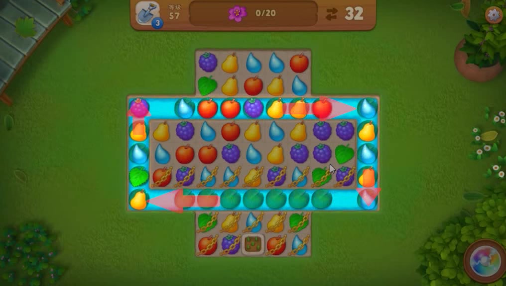 梦幻花园手游攻略集锦第57关通关解说