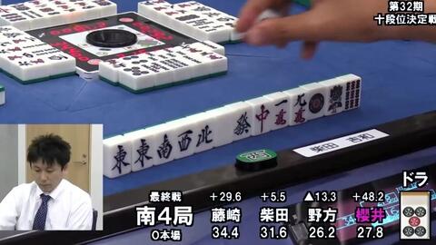 麻雀 タイトル戦史上初 柴田吉和オーラス大逆転の国士無双 哔哩哔哩 Bilibili