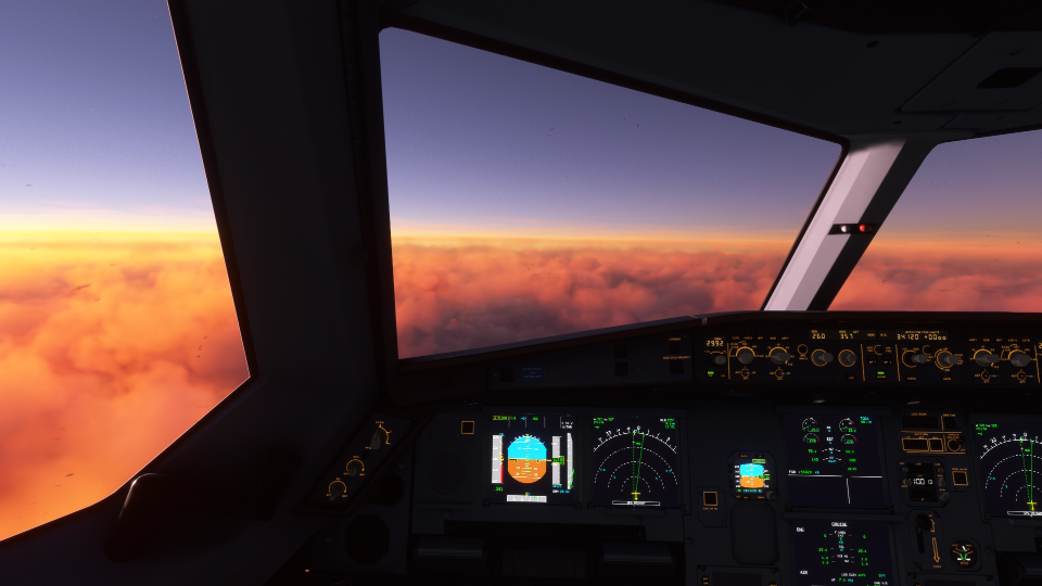 模拟飞行2020坐在a330驾驶舱里看日落