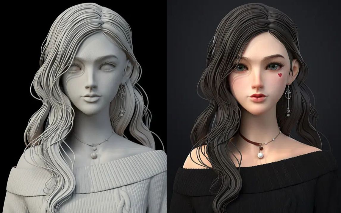 【zbrush人物建模】解决你人物雕刻痛点,五官/头发/躯干/上色详细雕刻