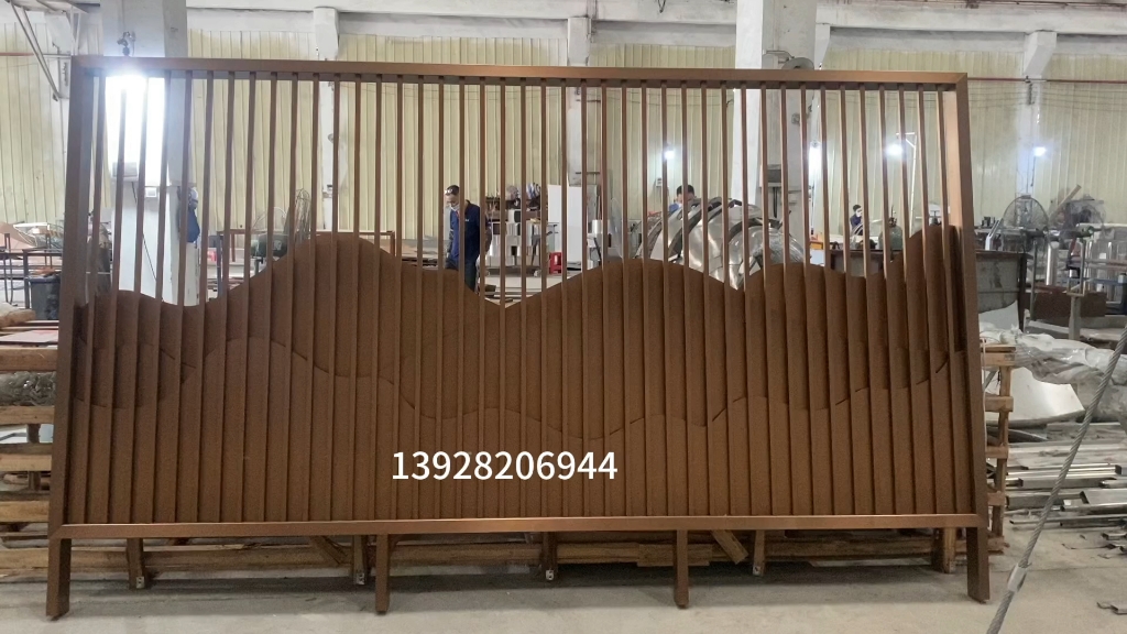 不锈钢山峦造型背景墙 不锈钢山水屏风 不锈钢山形景墙