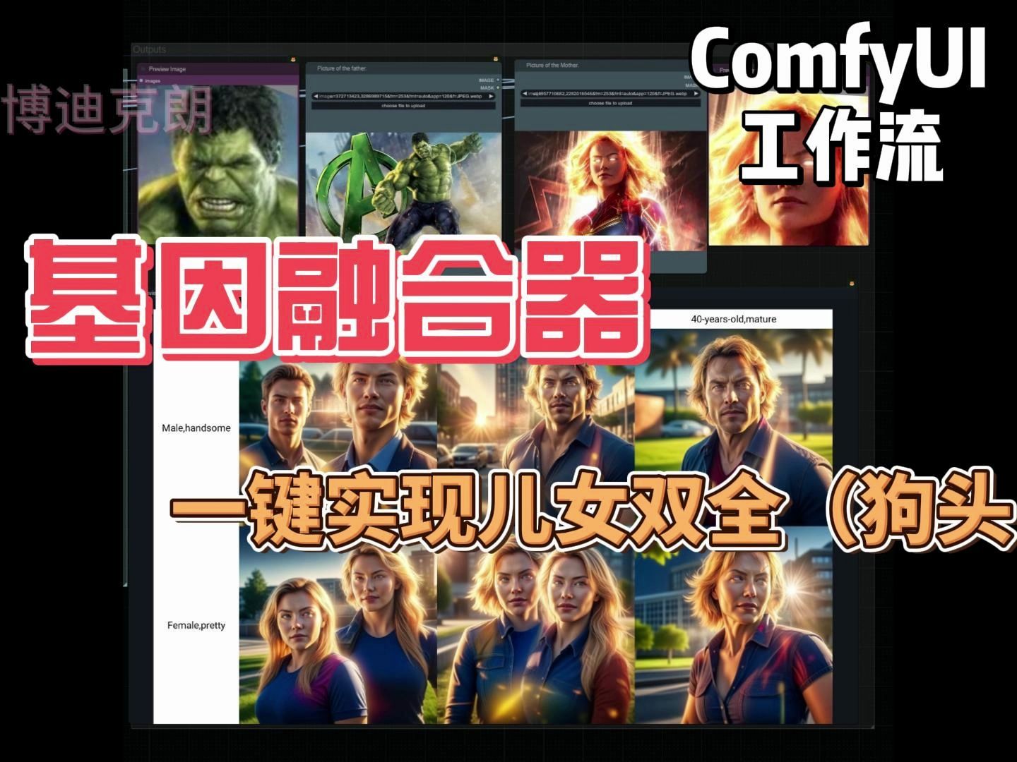 AI基因融合器,CP党终极神器一键实现儿女双全,动漫写实无障碍 comfyui 工作流哔哩哔哩bilibili