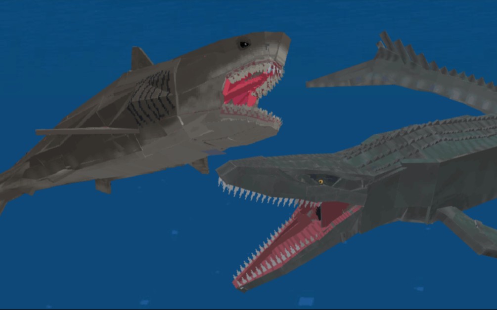 我的世界网易版巨齿鲨大战沧龙 add:史前战纪