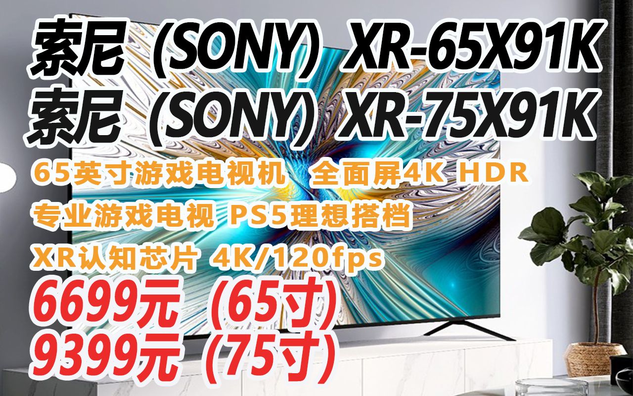 【平板电】索尼(SONY)XR65X91K 65英寸/75寸 4K/120fps HDR 专业游戏电视 PS5理想搭档 XR认知芯片 221106哔哩哔哩bilibili