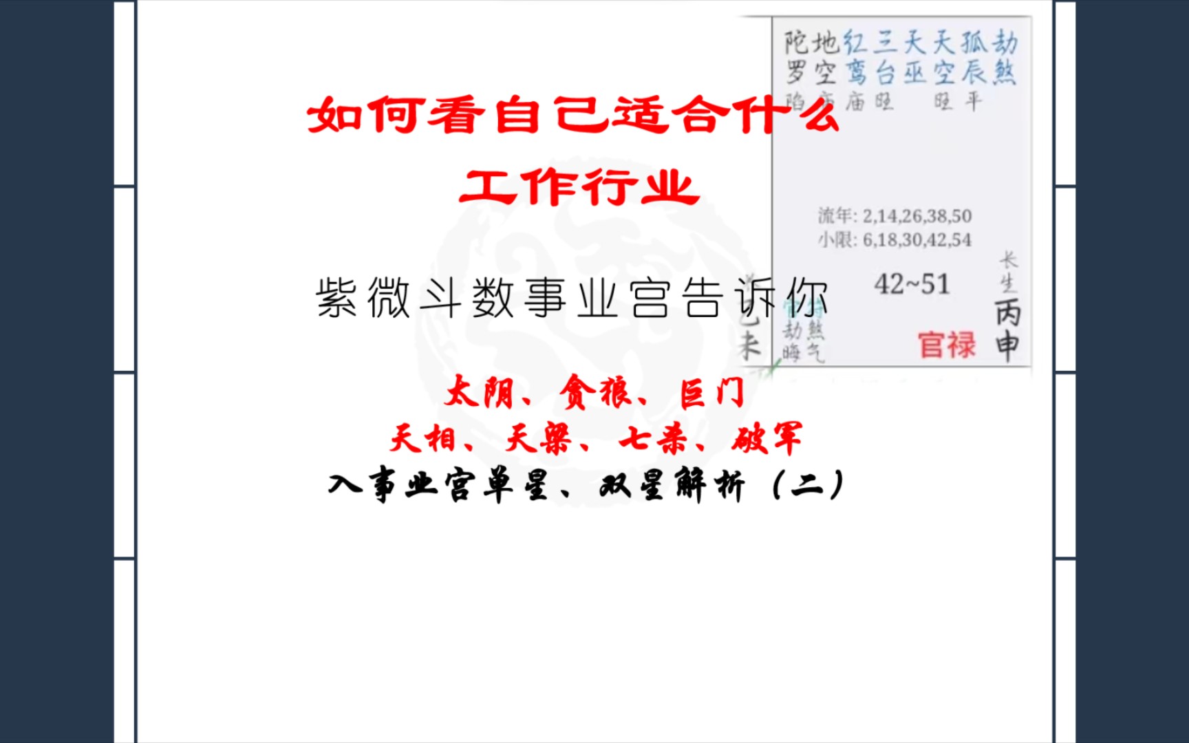 紫微斗数事业宫简析:太阴、贪狼、巨门、天相、天梁、七杀、破军入事业宫哔哩哔哩bilibili