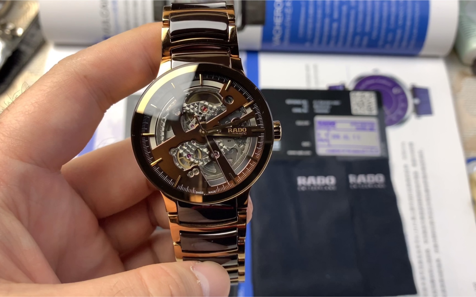 雷达晶萃镂空机械男表