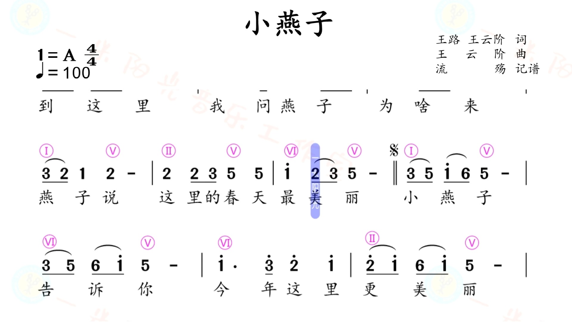 小燕子简谱谱图片图片